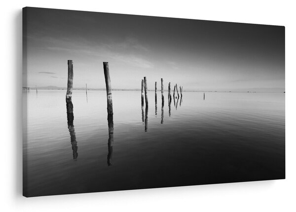 Tablou cu nivelul de lac alb negru (90x60 cm)