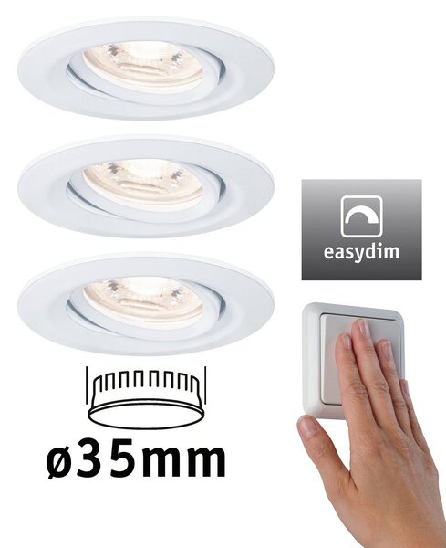 Paulmann Nova mini Plus LED easydim 3x alb, reglabil, Alb, Camera de zi / sufragerie, Metal, Modern, Corpuri de iluminat încastrate rotunde