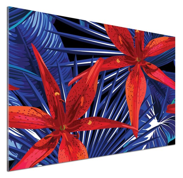 Sticlă printata bucătărie flori tropicale