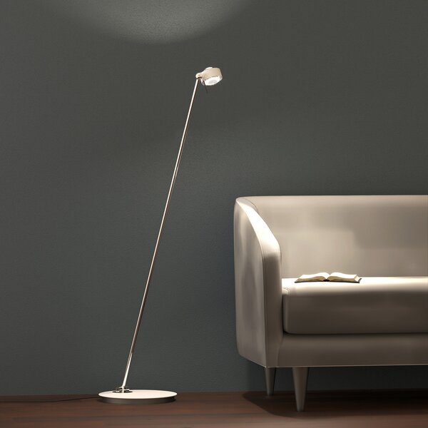 Top Light Puk Mini Floor Single LED mat/clear, nichel, reglabil, Gri, Camera de zi / sufragerie, Metal, Design, Lumină de lectură