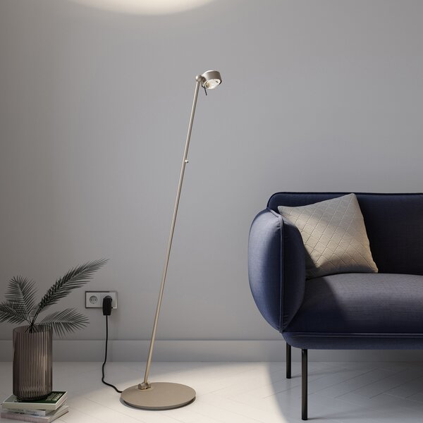Top Light Puk Mini Floor Single LED mat/clear, nichel, reglabil, Gri, Camera de zi / sufragerie, Metal, Design, Lumină de lectură