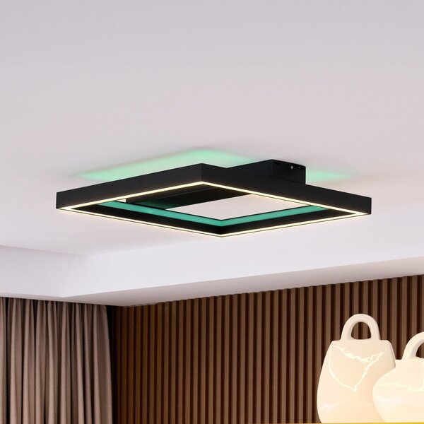 Lucande Smart LED Tjado, 50 cm, negru, RGBW, reglabil, Negru, Camera de zi / sufragerie, Metal, Modern