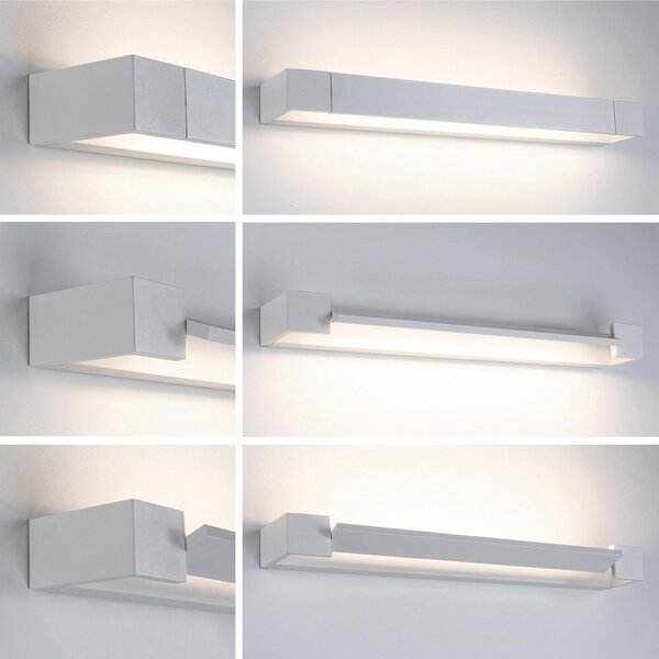 Paulmann Aplică LED Lucille, albă, 60 cm, dimabil, IP44, reglabil, Alb, Baie, Metal, Modern