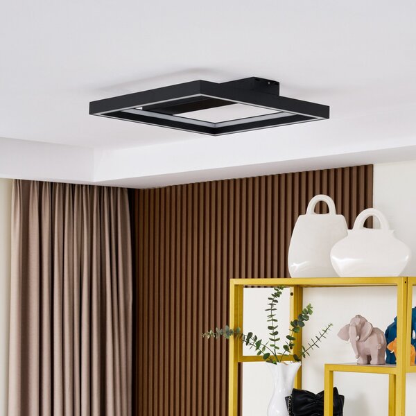 Lucande Smart LED Tjado, 50 cm, negru, RGBW, reglabil, Negru, Camera de zi / sufragerie, Metal, Modern