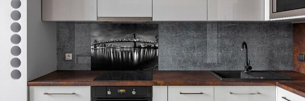 Sticlă printata bucătărie Manhattan pe timp de noapte
