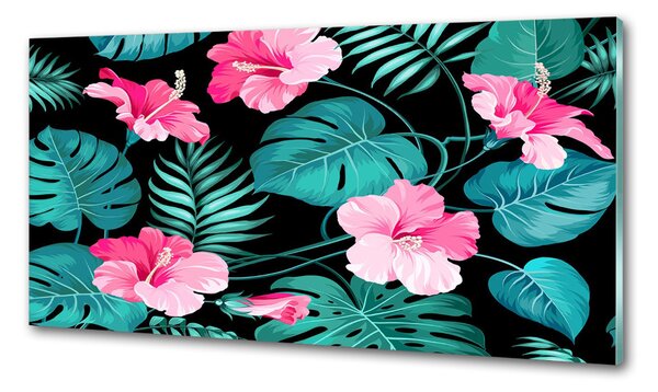 Sticlă printata bucătărie flori tropicale