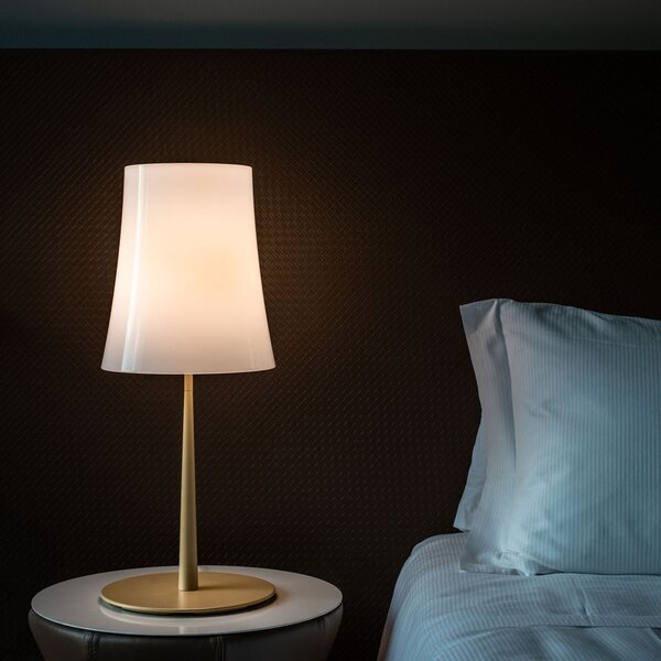 Foscarini Birdie Easy Grande lampă masă galb-nisip, Galben, Camera de zi / sufragerie, Metal, Design