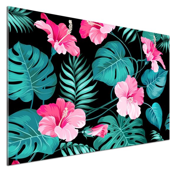 Sticlă printata bucătărie flori tropicale