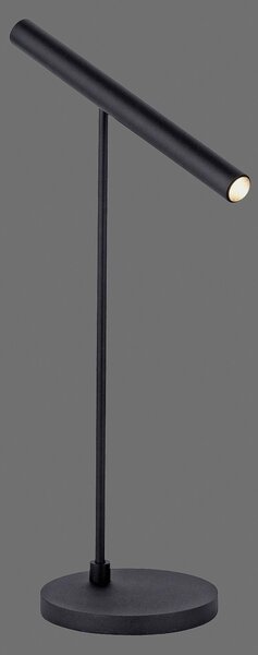 PURE Lampa de masă cu LED Tutua, senzor intensitate luminoasă, negru, reglabil, Negru, Studiu / Birou, Metal, Modern, Lumină de lectură