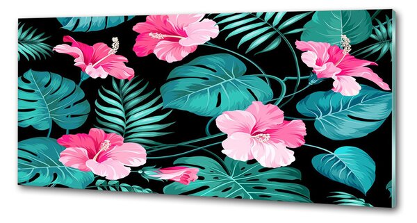 Sticlă printata bucătărie flori tropicale