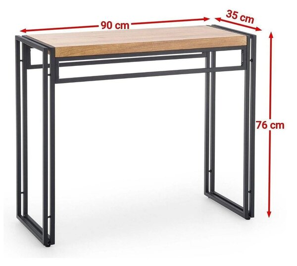 Consola BOLIVAR KN1, stejar auriu/negru, 90x35x76 cm