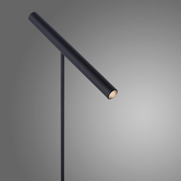 PURE Lampa de masă cu LED Tutua, senzor intensitate luminoasă, negru, reglabil, Negru, Studiu / Birou, Metal, Modern, Lumină de lectură