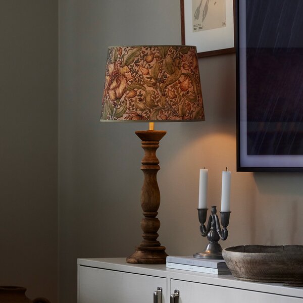 PR Home Lodge lampă masă lemn/abajur textil flori, Lemn, Camera de zi / sufragerie, Lemn, Casă de țară / Rustic