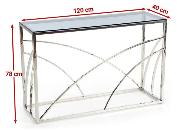Consola KN5, negru fumuriu/crom, sticla securizata/otel, 120x40x78 cm
