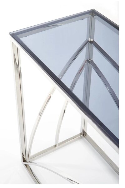 Consola KN5, negru fumuriu/crom, sticla securizata/otel, 120x40x78 cm
