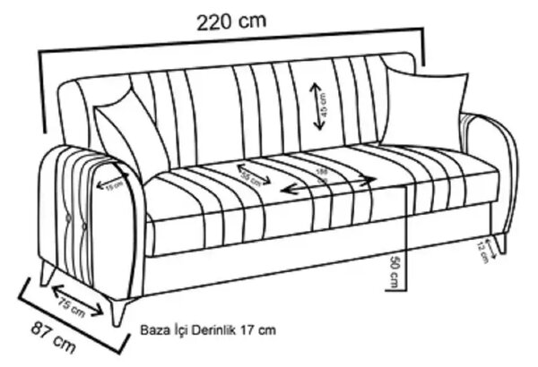 Canapea extensibila cu spatiu de depozitare 220x87x93 cm – stofa gri – Elegance