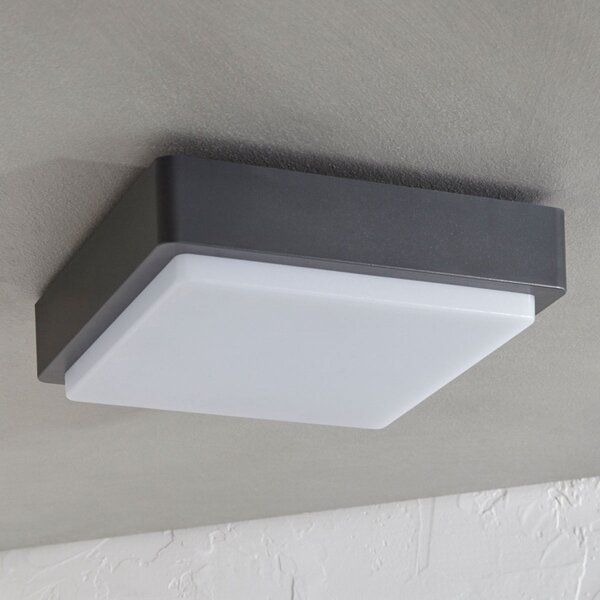 Lindby Lampă LED pentru exterior Nermin, 22 cm, IP65, unghiular, Negru, Plastic, Modern