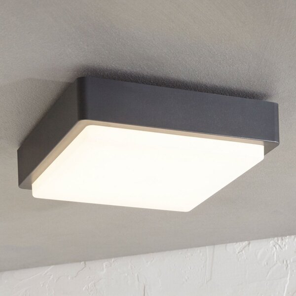 Lindby Lampă LED pentru exterior Nermin, 22 cm, IP65, unghiular, Negru, Plastic, Modern