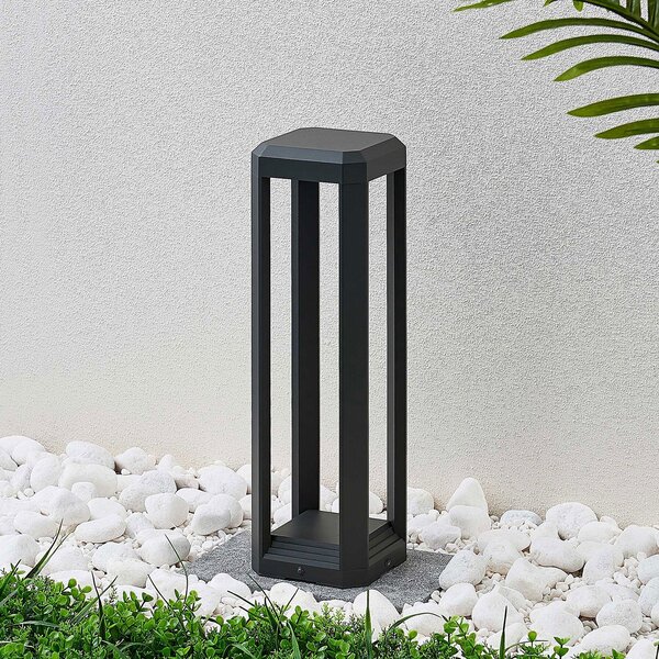Lucande lampă cu soclu Fery, antracit, metal, 50cm, IP65, Negru, Metal, Modern