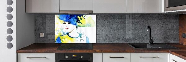 Panou sticla securizata bucatarie O femeie într-o pălărie