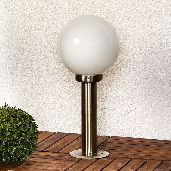 Lindby Lampă cu soclu Vedran, înălțime 45 cm, PMMA, oțel inoxidabil, reglabil, Metalic, Plastic, Modern, Glob pentru exterior