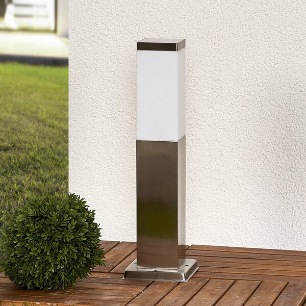 Lindby Lampă cu soclu Lorian, 45 cm, oțel inoxidabil, IP44, E27, reglabil, Metalic, Oțel inoxidabil, Modern