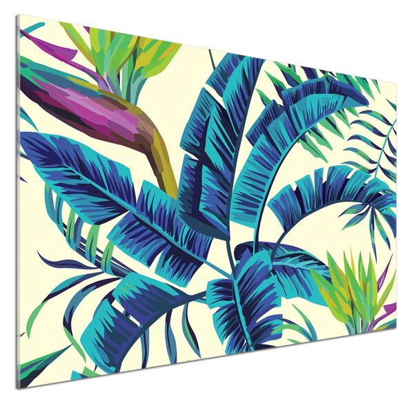 Panou sticlă bucătărie frunze tropicale
