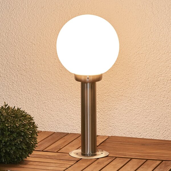 Lindby Lampă cu soclu Vedran, înălțime 45 cm, PMMA, oțel inoxidabil, reglabil, Metalic, Plastic, Modern, Glob pentru exterior