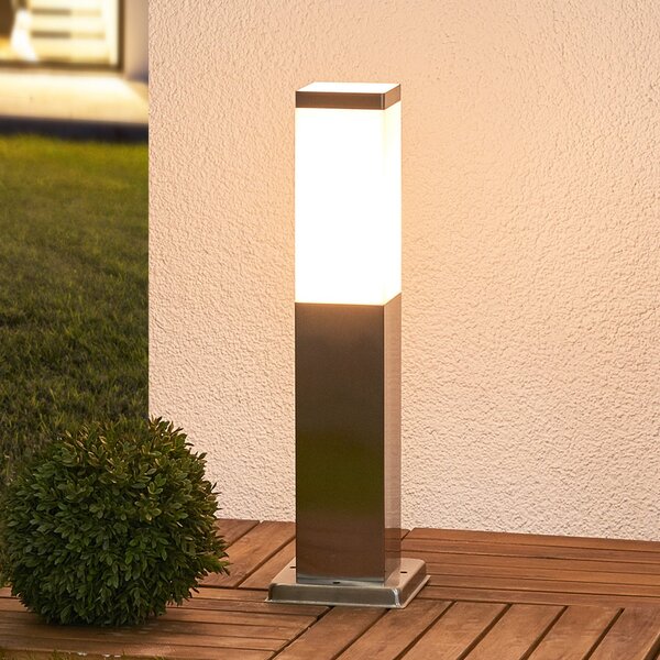 Lindby Lampă cu soclu Lorian, 45 cm, oțel inoxidabil, IP44, E27, reglabil, Metalic, Oțel inoxidabil, Modern