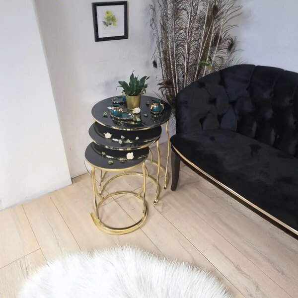 Set măsuță de cafea Homs – 3 bucăți – Negru & Gold