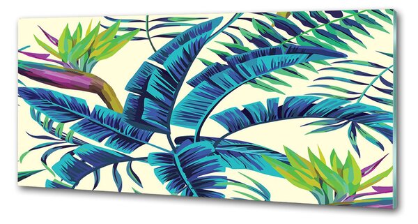 Panou sticlă bucătărie frunze tropicale