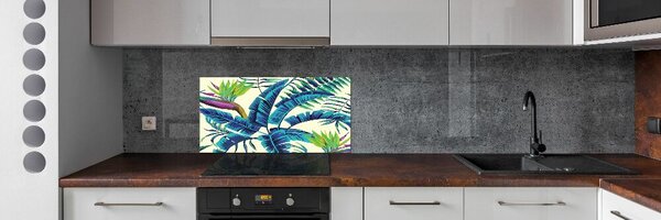Panou sticlă bucătărie frunze tropicale
