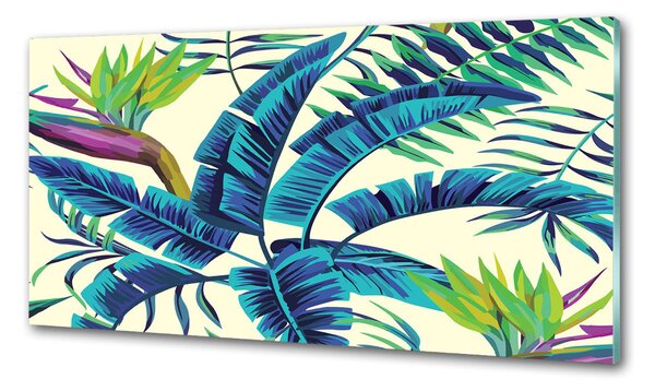 Panou sticlă bucătărie frunze tropicale