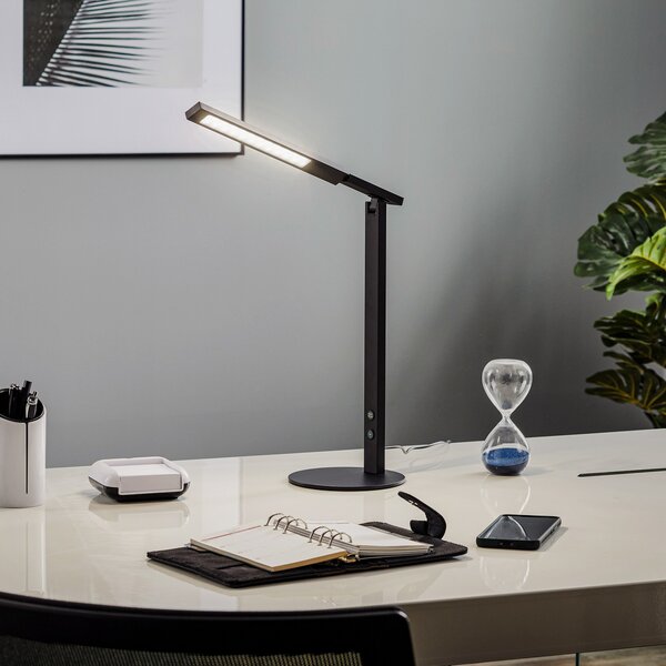 Fabas Luce Lampa de birou LED Ideal cu dimabil, negru, reglabil, Negru, Studiu / Birou, Metal, Modern