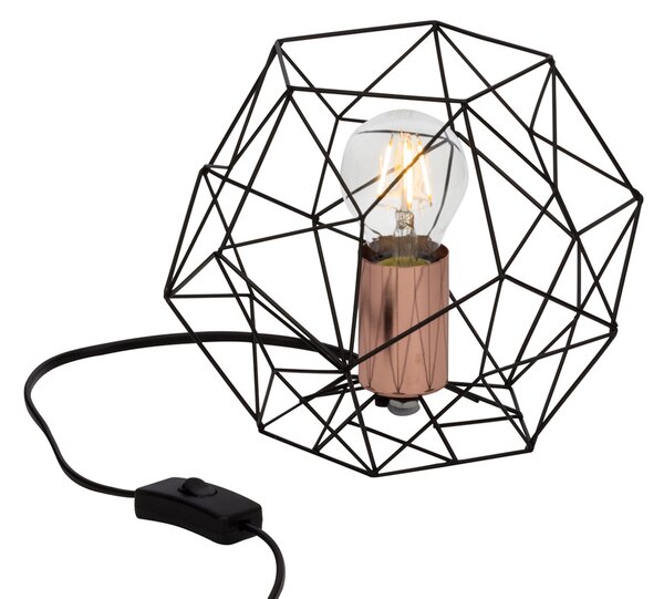 Brilliant Synergy lampă de masă cu abajur tip cușcă, Negru, Camera de zi / sufragerie, Metal, Modern