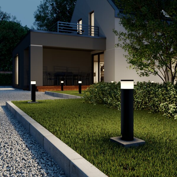 Lucande Lampă LED cu soclu Corban, gri, ușă, prize, IP44, Negru, Aluminiu, Modern