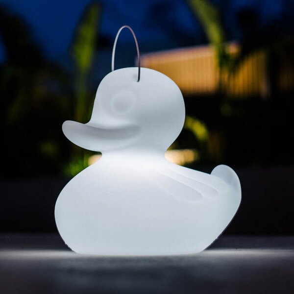 Goodnight Light Lampa LED de design DUCK-DUCK XL pentru exterior, în culoarea albă, reglabil, Alb, Plastic, Design