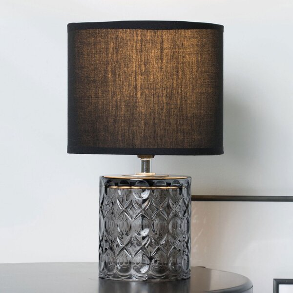 Pauleen Crystal Glow lampă masă cu picior sticlă, Gri, Camera de zi / sufragerie, Sticlă, Modern