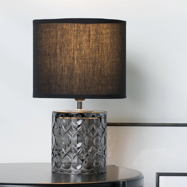 Pauleen Crystal Glow lampă masă cu picior sticlă, Gri, Camera de zi / sufragerie, Sticlă, Modern