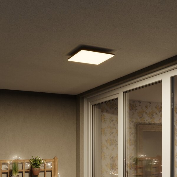 Lucande Plafonieră LED Henni de exterior, pătrată, Gri, Aluminiu, Modern