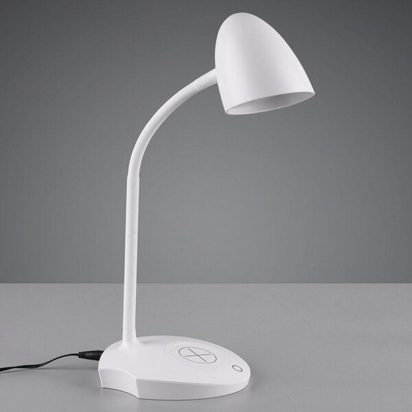 Reality Leuchten Lampă masă LED Load, stație încărcare induct., alb, reglabil, Alb, Studiu / Birou, Plastic, Modern