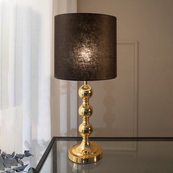 Markslöjd Octo lampă de masă abajur textil, alamă/negru, Camera de zi / sufragerie, Metal