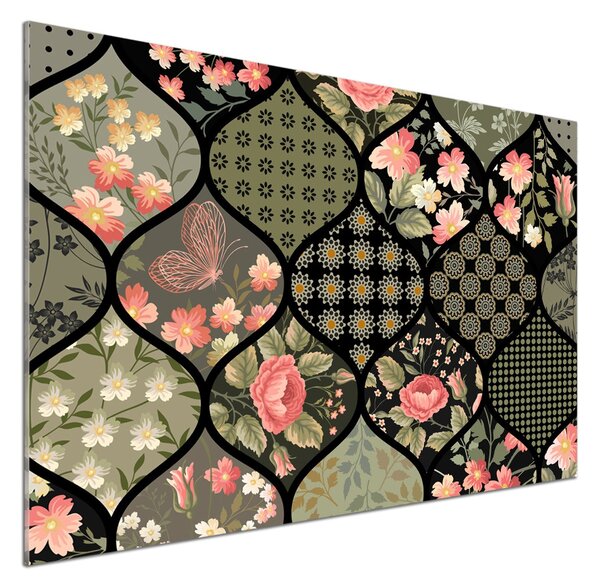 Sticlă pentru bucătărie model floral