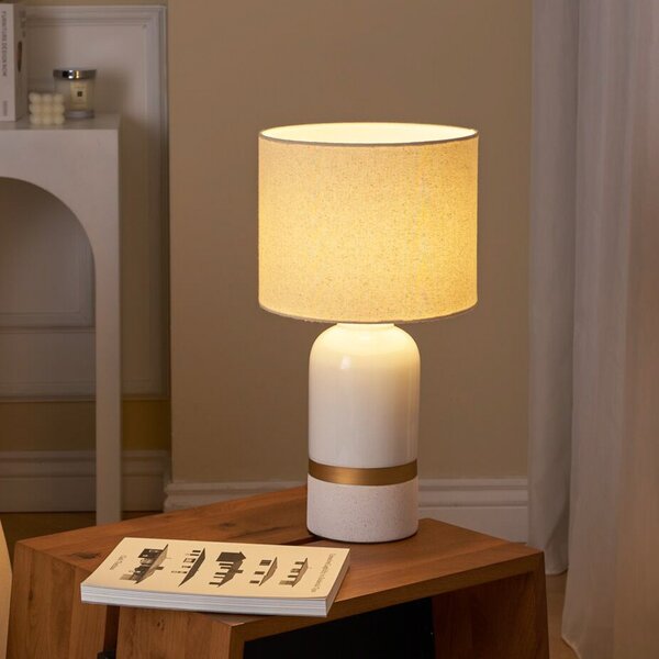 Pauleen Glowing Soul lampă masă, textil, ceramică, Bej, Camera de zi / sufragerie, Țesătură / Textil, Viața tânără