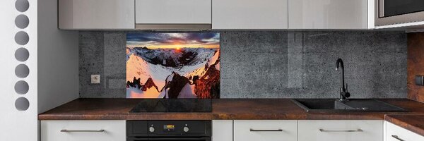 Panou sticlă decorativa bucătărie Munți în timpul iernii