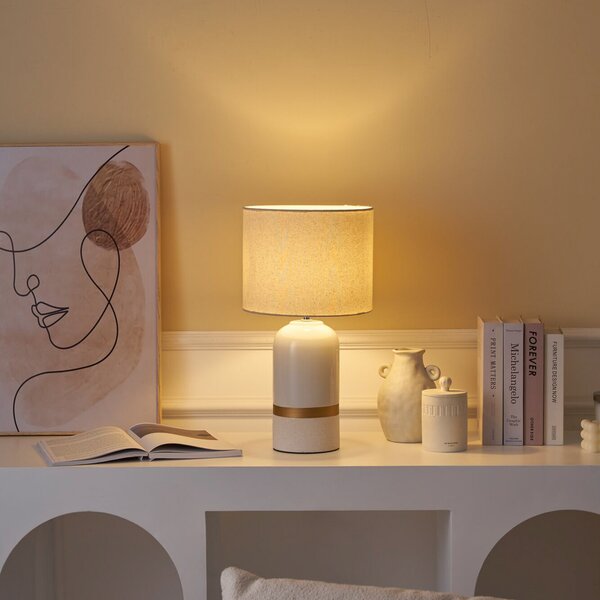 Pauleen Glowing Soul lampă masă, textil, ceramică, Bej, Camera de zi / sufragerie, Țesătură / Textil, Viața tânără