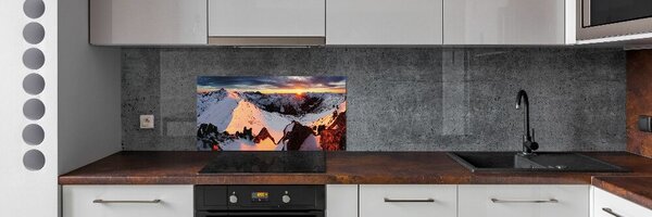 Panou sticlă decorativa bucătărie Munți în timpul iernii