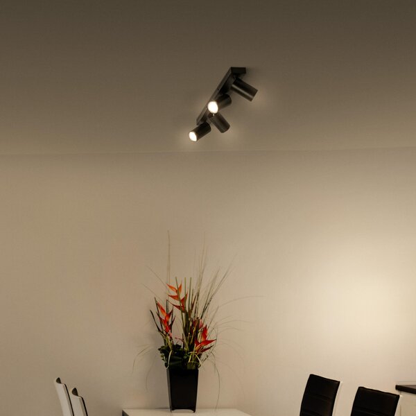 LEDVANCE Octagon LED spotlight, negru, metal, 60 cm, GU10, reglabil, Negru, Camera de zi / sufragerie, Metal, Modern