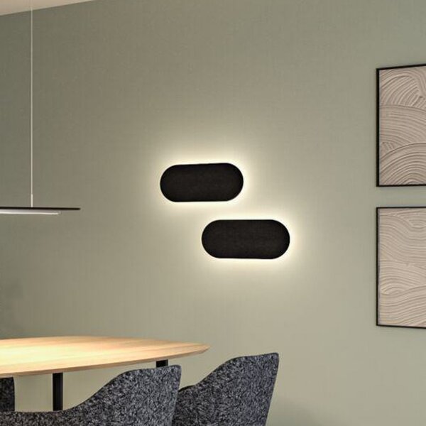 Paulmann LED de perete Tulga, 45 x 20 cm, antracit, pâslă, reglabil, Negru, Camera de zi / sufragerie, Țesătură / Textil, Modern
