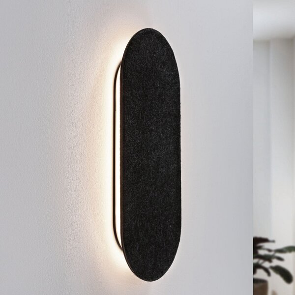 Paulmann LED de perete Tulga, 45 x 20 cm, antracit, pâslă, reglabil, Negru, Camera de zi / sufragerie, Țesătură / Textil, Modern
